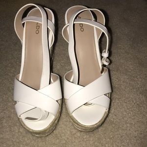 Aldo white and beige wedge high heels